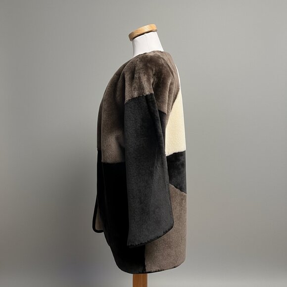 Milena Silvano multi patchwork shearling coat, size M - Picture 3 of 5
